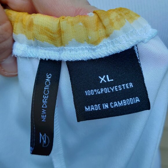 New Directions Multicolor Watercolor Abstract Blouse Flowy Sleeves Artistic - Picture 10 of 11